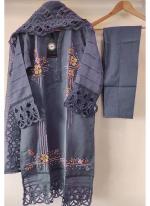 Organza Grey Eid Wear Embroidery Work Readymade Pakistani Suit